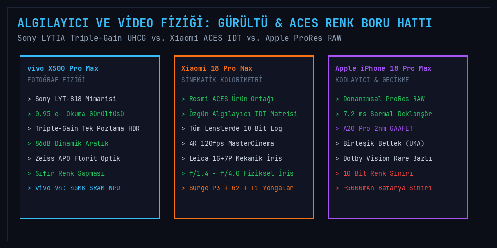 Algılayıcı ve Video Fiziği: LYTIA UHCG vs ACES vs ProRes RAW